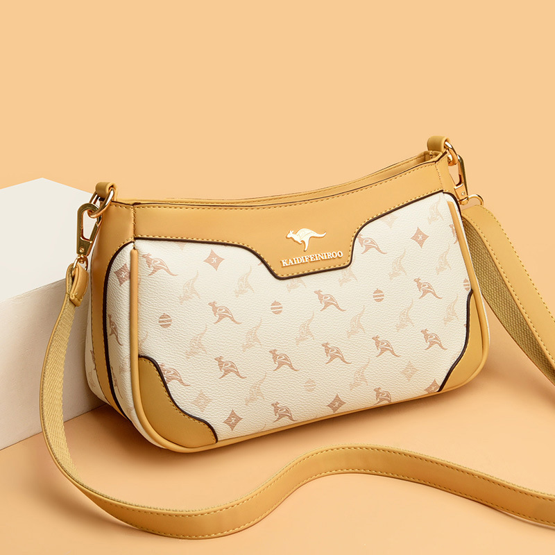 包包女包新款时尚女士妈妈包斜挎包印花撞色单肩包女