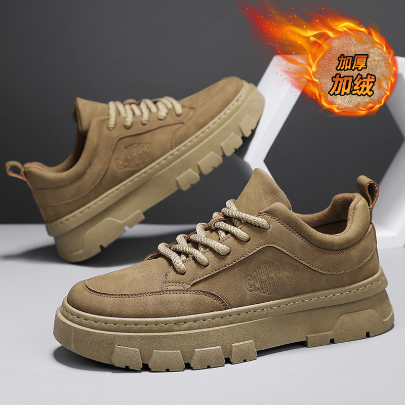 冬季新款马丁靴男百搭复古休闲鞋运动厚底工作鞋加绒板鞋男