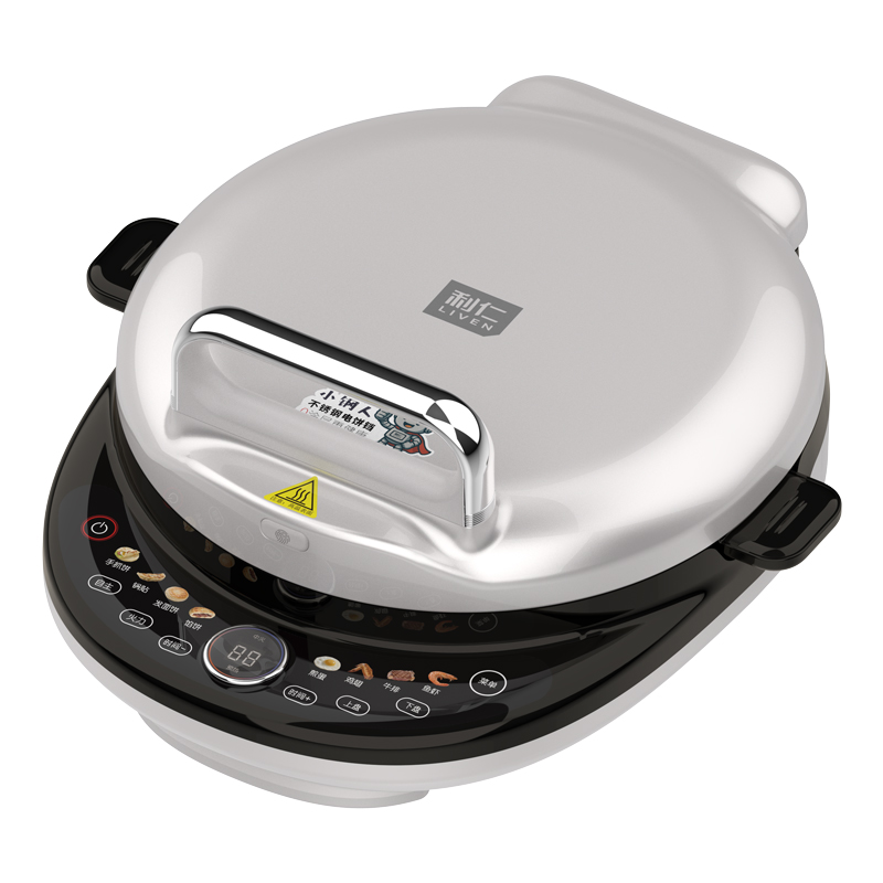 利仁LR-XGR3997 [双拆盘0涂层]电饼铛小钢人家用智能调火力早餐机不锈钢煎烤机