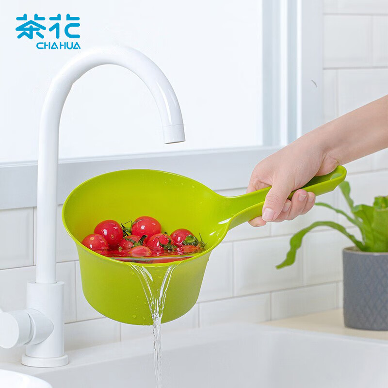茶花(CHAHUA)水勺 加厚食品级塑料加深长柄 水瓢 宝宝洗头水舀子