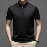 2025短袖T恤男士夏季翻领中年冰丝polo衫半袖凉爽透气体恤上衣