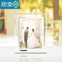 敬平现代简约水晶玻璃摆台摆件相框5 6 7 8 10寸横竖通用影楼宝宝画框 水晶 8寸 洗照片