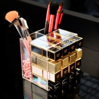 家柏饰(CORATED)口红收纳盒亚克力展示架桌面放化妆品笔刷桶筒网红ins多格口红盒