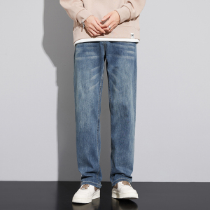 金盾(KIN DON)秋冬季款男士裤子牛仔裤黑色长裤宽松直筒休闲百搭加大码男裤肥佬裤