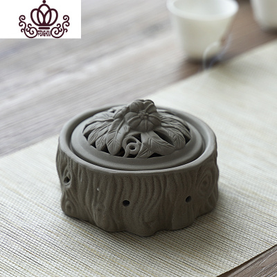封后盘香炉仿古陶瓷香薰炉家居摆件创意熏香炉香盒香座檀香炉清新树桩炉+点香棉香薰灯炉/器具