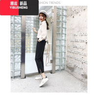 YIBUSHENG西装裤女裤季薄款2024新款开叉九分小个子冰丝休闲八分烟管裤子