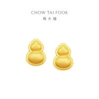 周大福金丝福禄葫芦黄金耳钉女足金耳饰(工费:280计价)EOF1381七夕礼物
