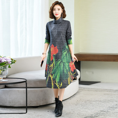 语娄妈妈装2019新款早春秋装中年女装40-50岁高贵大码妇女复古连衣裙2021大码女装