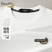 鳄鱼恤CROCODILE 男士纯色圆领长袖T恤保暖套头卫衣