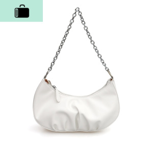 2020春夏小众新款软皮褶皱新月牙包粗链条简约饺子形腋肩包女NEW LAKE女士单肩包