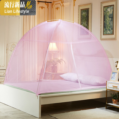 免安装蒙古包蚊帐1.8米双人单人1.5m家用加密加厚有底1.0学生宿舍 三维工匠
