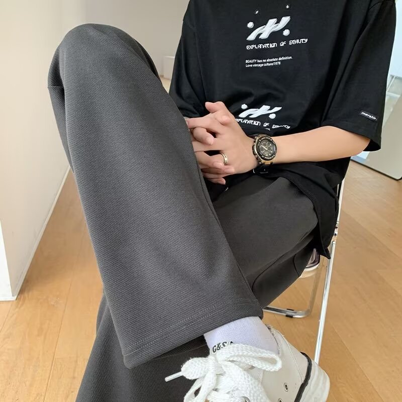 休闲裤男款潮牌灰色直筒裤春秋款宽松百搭运动裤新款