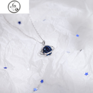蔚蓝之星 项链女纯银锁骨链简约气质925长款星球吊坠闺蜜毛衣链 JiMi 925银蔚蓝之星项链