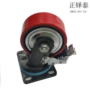 正铎泰 重型铁芯聚氨酯轮 刹车万向轮4寸100mm /个