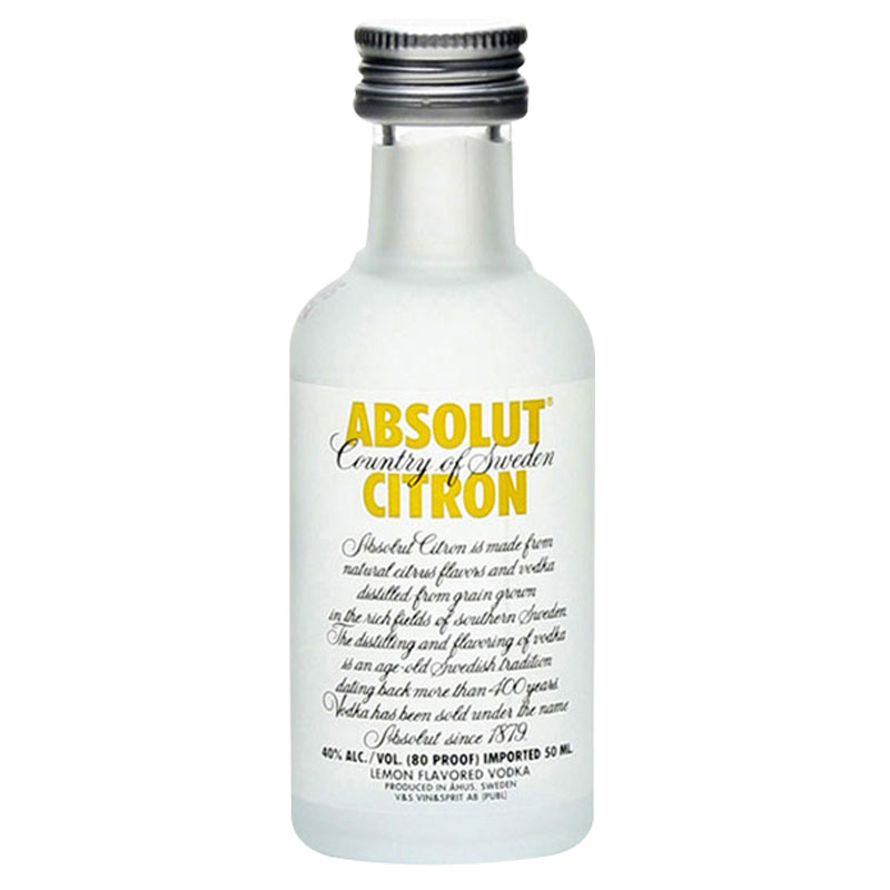 绝对伏特加(absolut vodka)洋酒 柠檬味伏特加酒 风味小酒伴 50ml