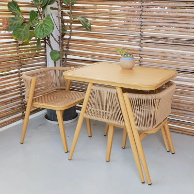 紫叶阳台桌椅现代简约藤椅三件套组合茶桌椅可收纳休闲桌椅一桌两椅