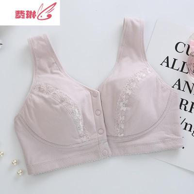 中老年文胸薄款无钢圈胸罩妈妈大码前扣款背心式老人运动内衣费琳胸罩