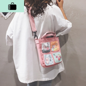卡通帆布包包女包新款2020可爱手提托特包少女小清新单肩斜挎包潮NEW LAKE女士单肩包