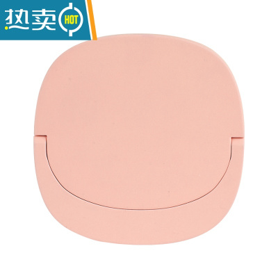 敬平迷你手持发光化妆镜随身便携桌面可立小镜子女小号带灯折叠补妆镜 樱花粉 3色led 800亳安便携式用镜