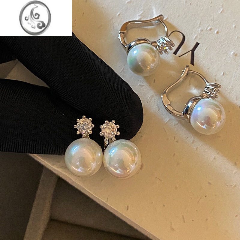 JiMi◆闪钻珍珠耳环女小众设计清冷感高级气质名媛耳扣时髦耳饰