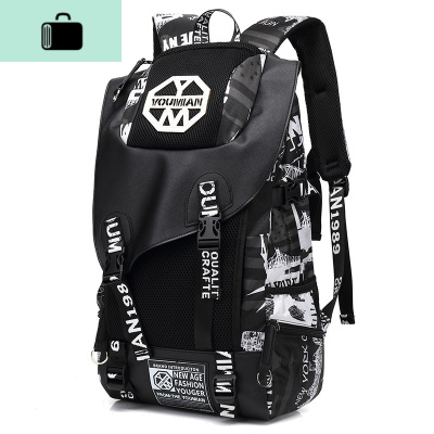 背包男双肩包大容量轻便男士旅行包潮流书包户外登山休闲旅游背包NEWLAKE大号黑白NYC