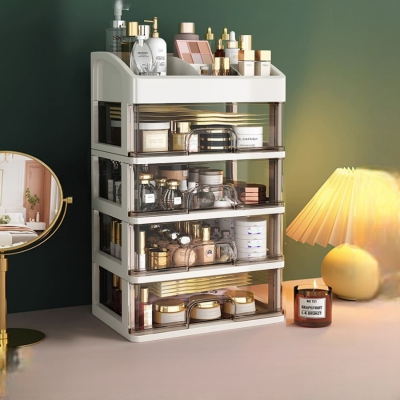 [补贴10%]化妆品桌面抽屉收纳盒梳妆台塑料透明整理盒办公桌置物架护肤品