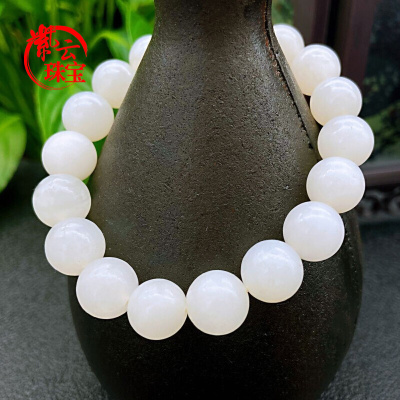 紫云珠宝和田玉手链手串男女款青白玉原石玉石单圈手串礼物ZYY382192