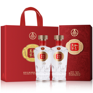 五粮液股份万事如意福顺52度500ml*2瓶纯粮食浓香型白酒礼盒装