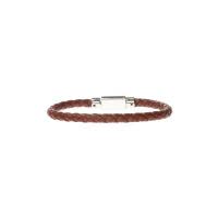 Salvatore Ferragamo棕色编织男手链皮质银色扣饰