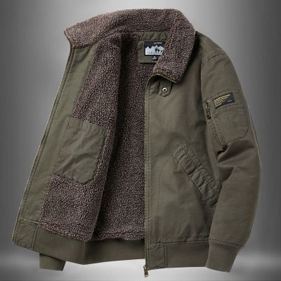 JPDUN冬季羊羔绒棉衣保暖工装棉服新款宽松外套男纯棉外套