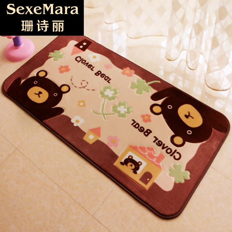 珊诗丽宝宝环保卡通小爬爬垫 沙发茶几卧室床边地毯厅垫无异味可机洗 棕熊 70x140厘米