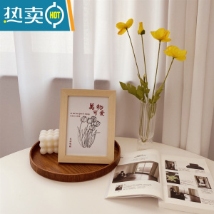 敬平ins风万事胜意小相框画 暖心文字摆台画卧室桌面装饰摆件学生礼物 7-81万物可爱 7寸复合实木原木色框+油画布画芯
