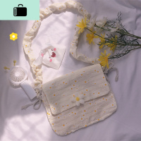 韩国ins文艺小清新斜挎包chic泫雅花朵软妹少女帆布包学生单肩包NEW LAKE 白色女士单肩包