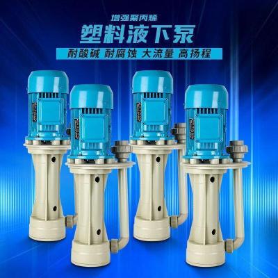 汐岩塑料液下泵腐立式内泵耐腐蚀酸碱排污化工泵冷却脱硫塔循环 0.12kw25mm380V带上水管