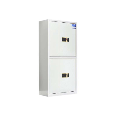 正斌保密柜财务档案柜文件柜办公室资料储物柜保险柜电子密码国保锁通双节白色-指纹密码锁