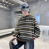 男童polo领毛衣秋冬款新款中大童上衣加厚儿童冬装条纹针织衫