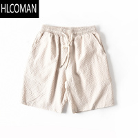 HLCOMAN2024新款冰丝泡泡纱纯色运动短裤男士夏季轻薄宽松休闲五分中裤子