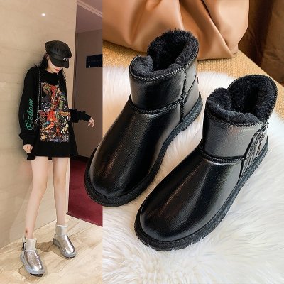 雪地靴女皮毛一体冬季2020新款厚底防滑防水保暖雪地棉鞋短筒棉靴