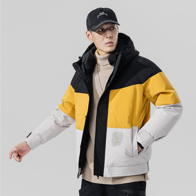 Manloric短款羽绒服男士2020年冬季加厚潮流帅气潮牌休闲国潮拼色工装外套WSL-612