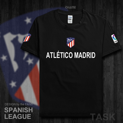 珂卡慕(KEKAMU)马德里竞技棉短袖男马竞西甲T恤格里兹曼男新款夏季上衣短袖黑色XS