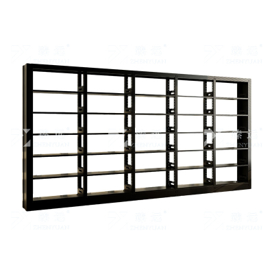 臻远 ZY4072610 钢制书架图书馆书架资料架 单面6层一列五组黑色 4600*300*2000