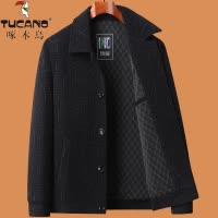 啄木鸟爸爸秋装中年毛呢夹克男士外套春秋季中老年呢子上衣50岁60