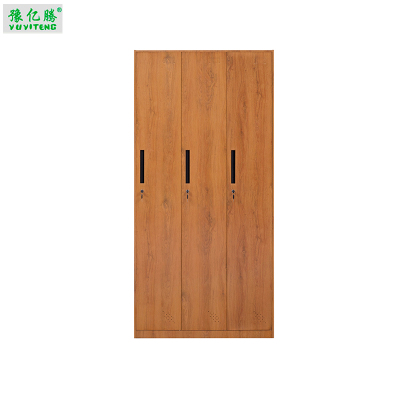 豫亿腾 木纹转印钢制三门更衣柜,档案柜,器械柜,钢制文件柜,更衣柜,办公抽屉铁皮柜,资料柜,木纹转印,加厚0.8mm