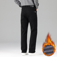 高级感轻奢宽松牛仔裤男黑色百搭显瘦轻商务中年保暖厚款加绒裤子