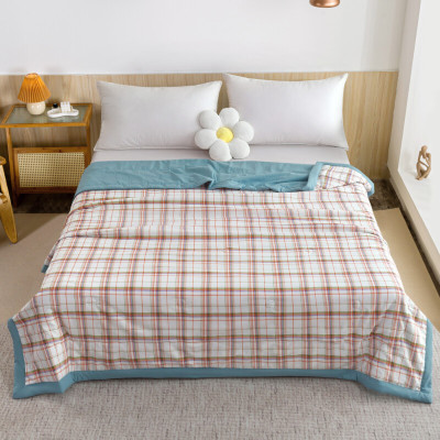 北极绒无印风夏被-白小格BJRB514 规格200x230cm