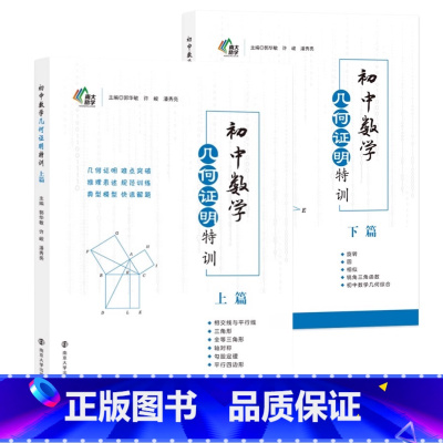 初中数学几何证明[上下2本] 初中通用 [正版]初中数学几何证明特训上下篇七八九年级初中数学分类讨论方程不等式函数思想导