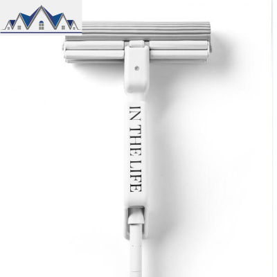 livingbank白色家用懒人拖把 ins风英文免手洗海绵拖把 厨房拖布 三维工匠