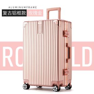 24寸铝框拉杆箱万向轮旅行箱女行李箱复古20寸学生密码箱箱包