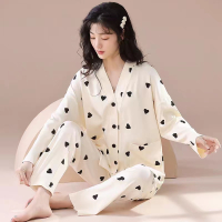 南极人2025年新款睡衣女春秋季纯棉可外穿家居服ins风套装