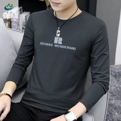 厂家直销-春秋季男士长袖T恤男青少年印花大码打底衫男圆领修身体恤上衣服运动T恤迈诗蒙